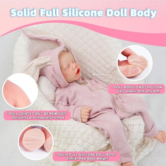 🆕17 Inch Realistic Reborn Baby Doll Silicone-Made & Lifelike Newborn Baby Girl - Picture 11 of 12